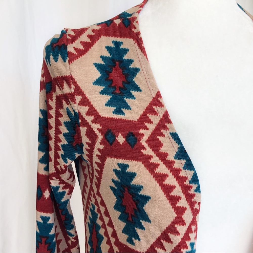 Persaya Red Tan Open Cardigan